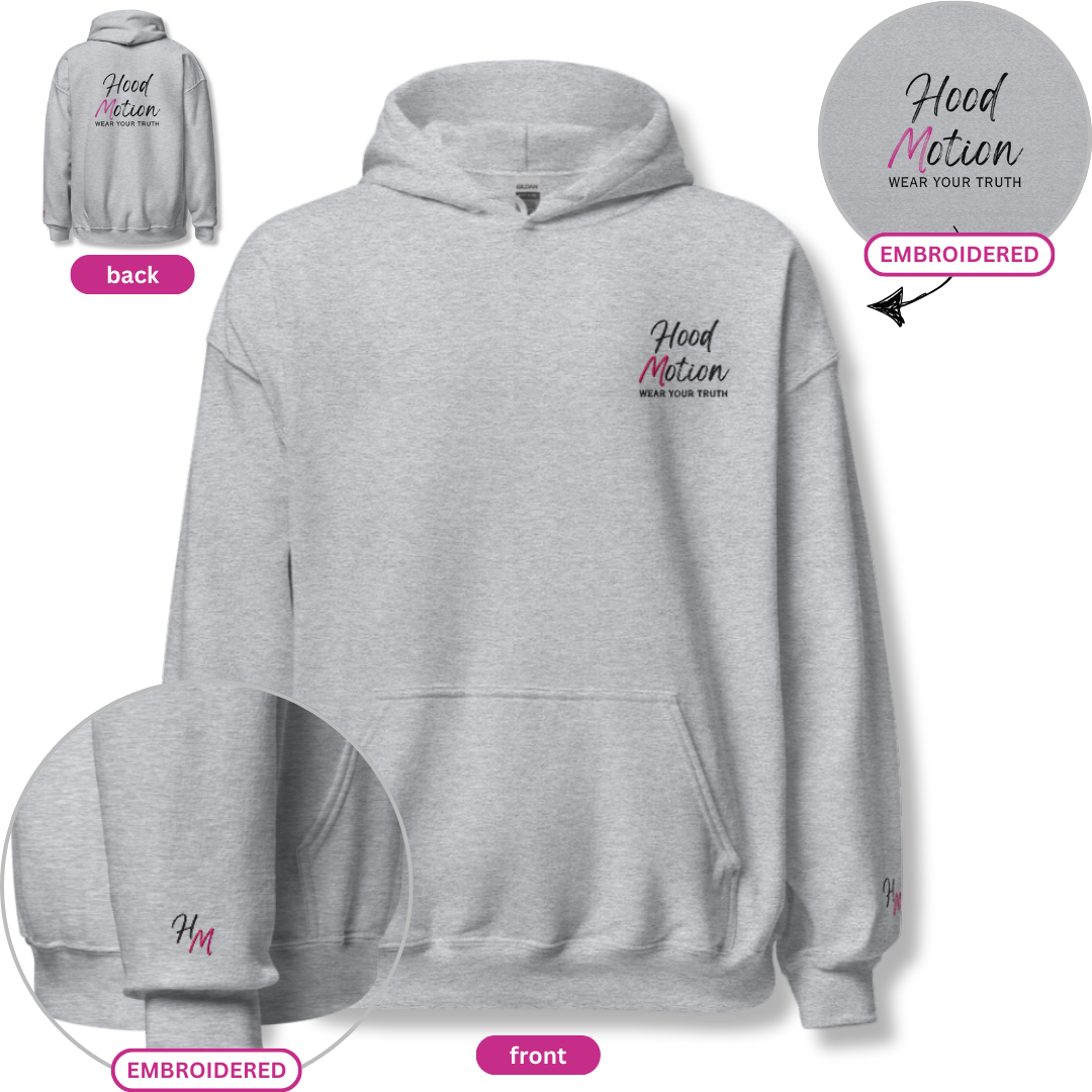 Hood Motion - Unisex Hoodie (with Left Chest and Wrist Embroidery + Back Print)