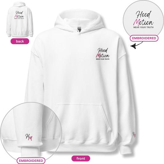 Hood Motion - Unisex Hoodie (with Left Chest and Wrist Embroidery + Back Print)