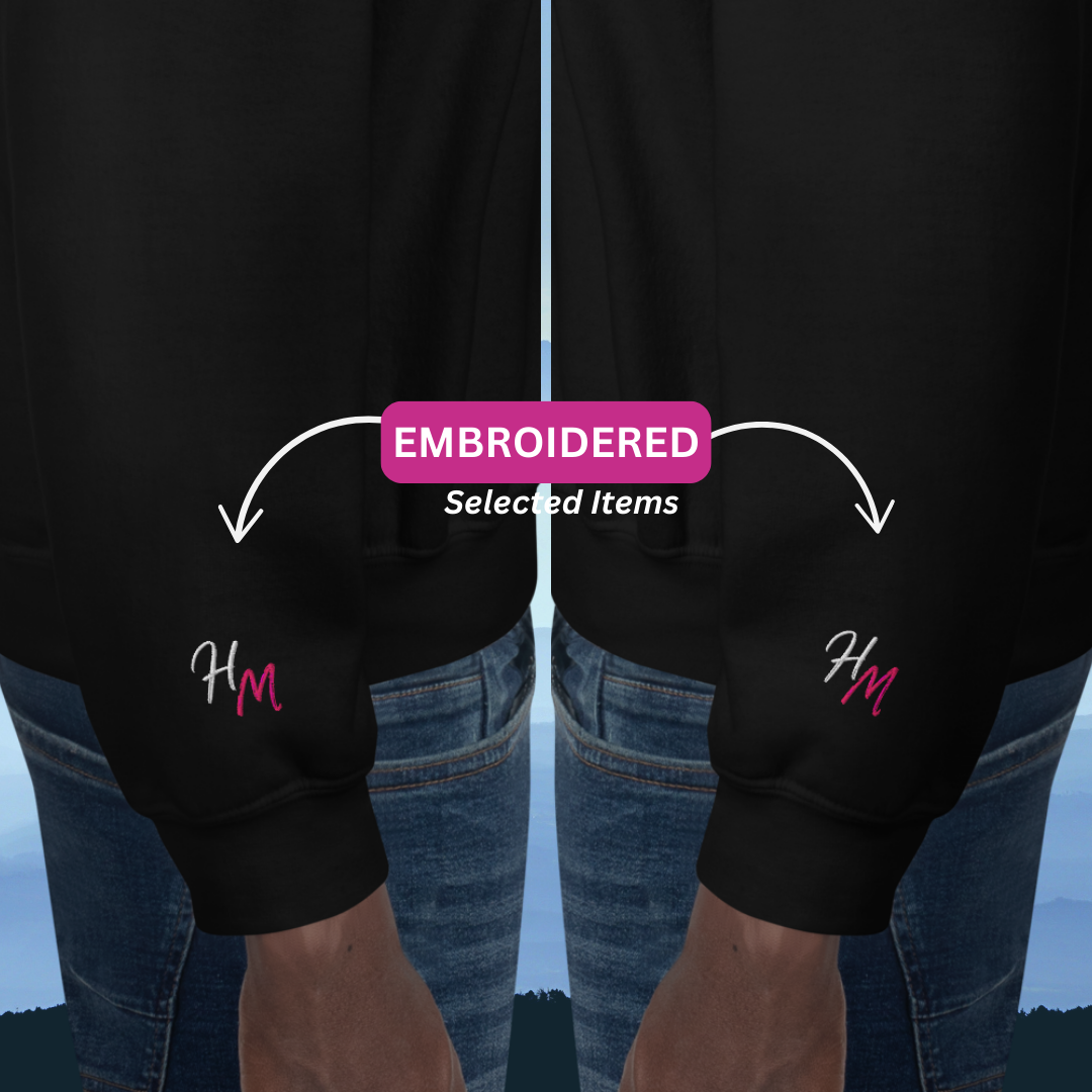 I never Try. I Experiment - Unisex Sweatshirt (with Centre Chest + Wrist Embroidery)