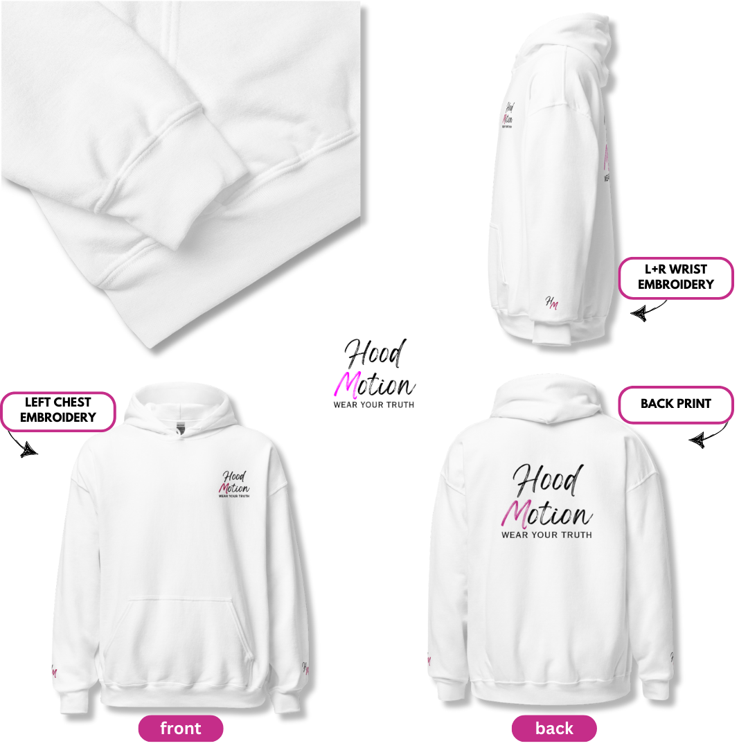 Hood Motion - Unisex Hoodie (with Left Chest and Wrist Embroidery + Back Print)