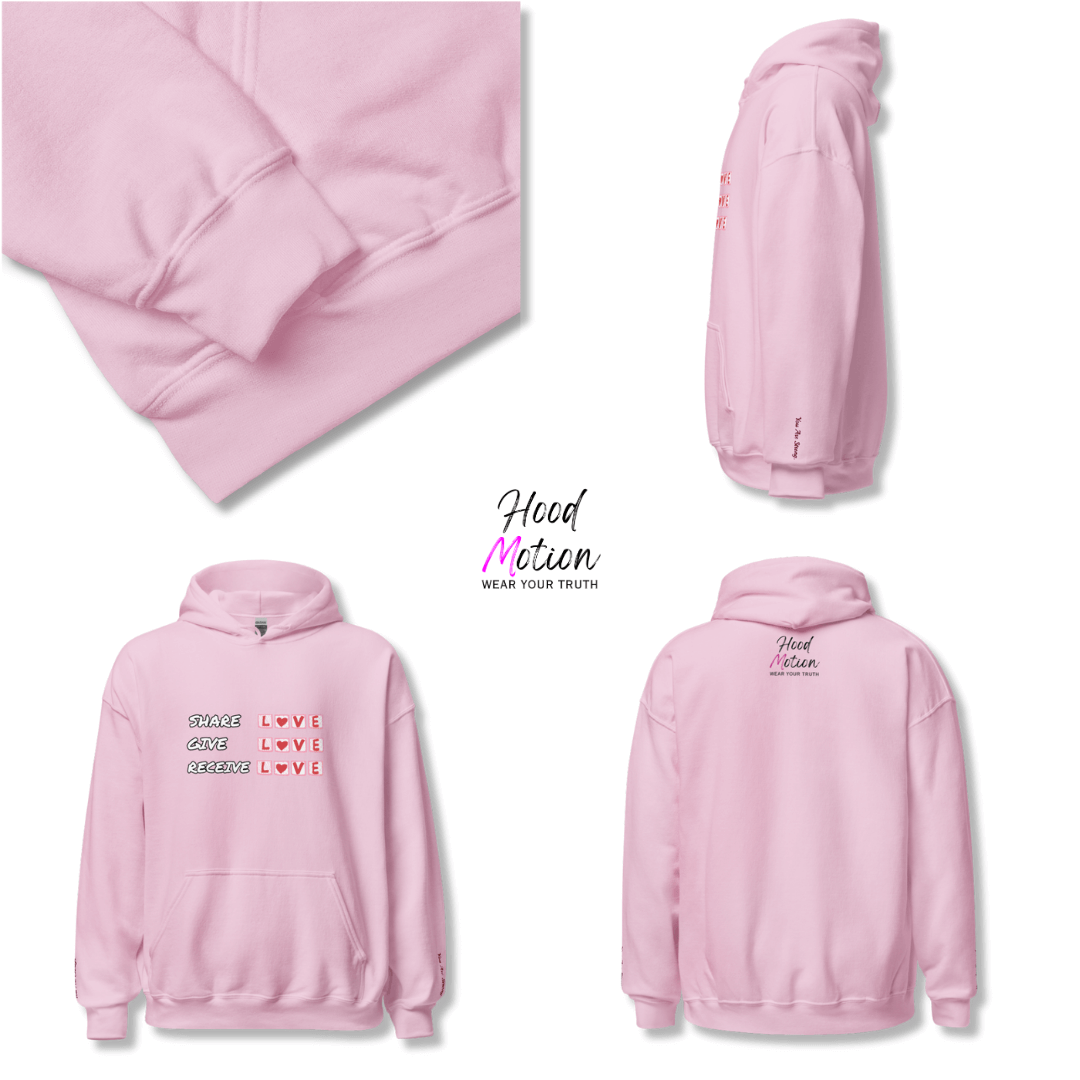 Share Give Receive Love - Unisex Hoodie (with Wrist Embroidery)