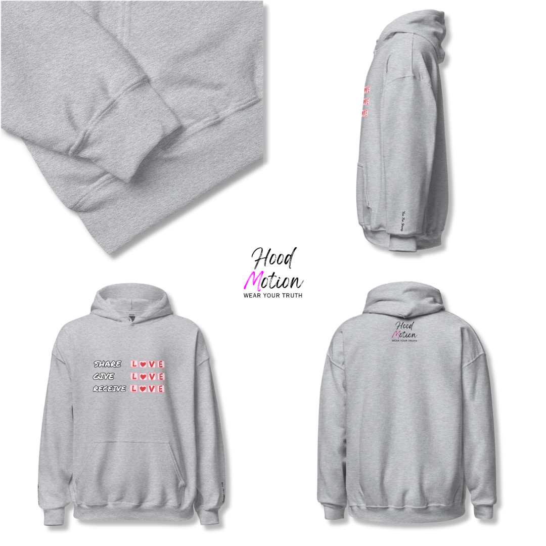 Share Give Receive Love - Unisex Hoodie (with Wrist Embroidery)