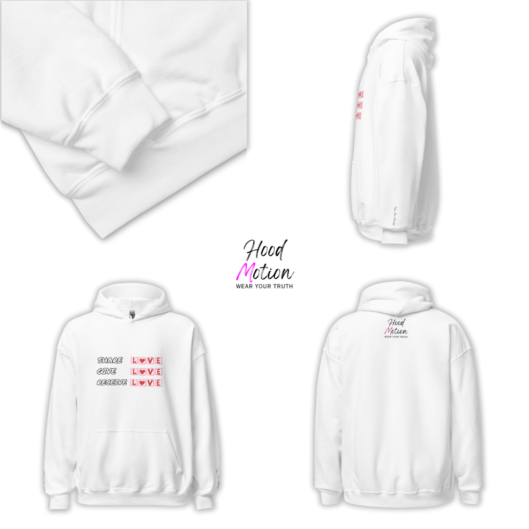 Share Give Receive Love - Unisex Hoodie (with Wrist Embroidery)