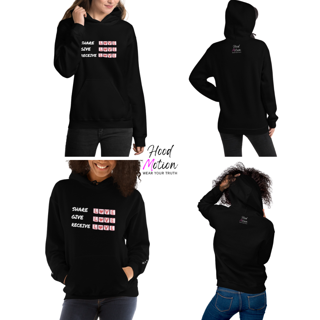 Share Give Receive Love - Unisex Hoodie (with Wrist Embroidery)