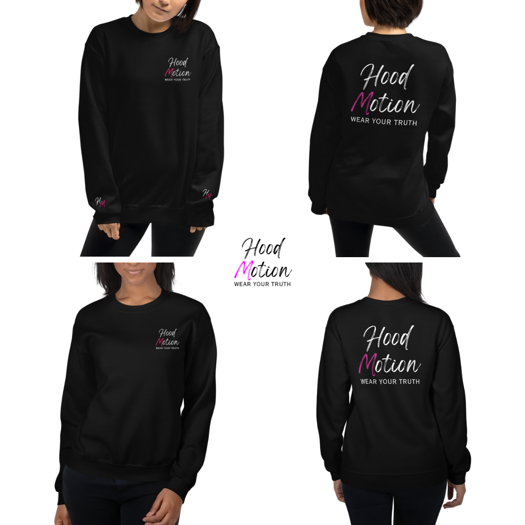 Hood Motion - Unisex Sweatshirt (with Left Chest and Wrist Embroidery + Back Print)