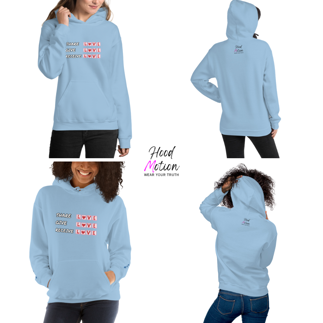 Share Give Receive Love - Unisex Hoodie (with Wrist Embroidery)