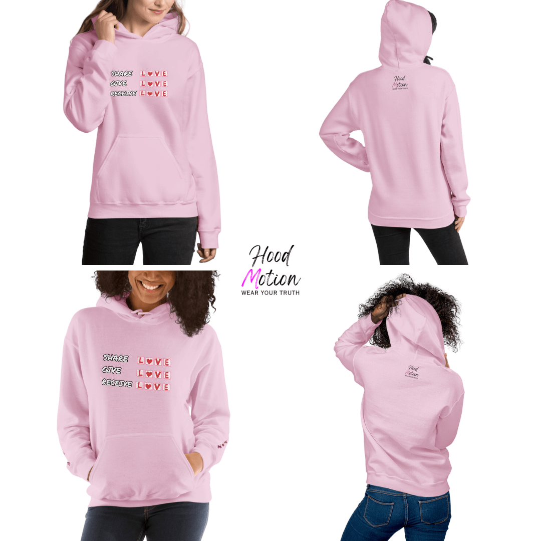 Share Give Receive Love - Unisex Hoodie (with Wrist Embroidery)