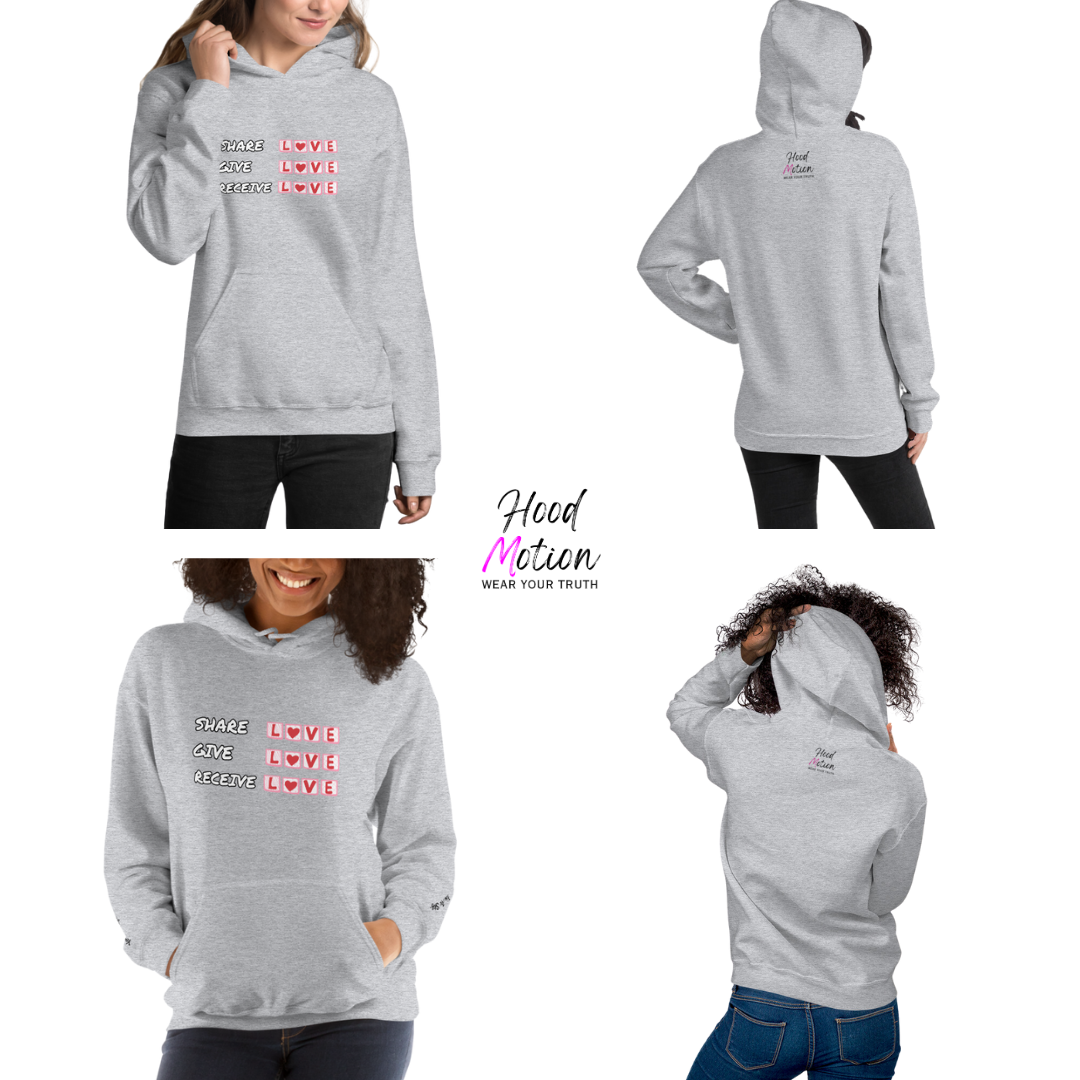 Share Give Receive Love - Unisex Hoodie (with Wrist Embroidery)