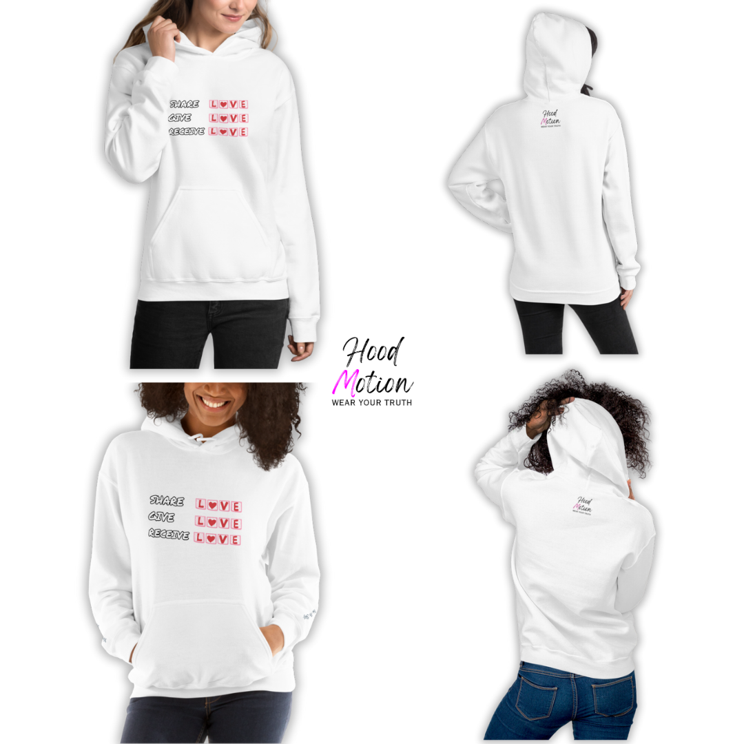 Share Give Receive Love - Unisex Hoodie (with Wrist Embroidery)