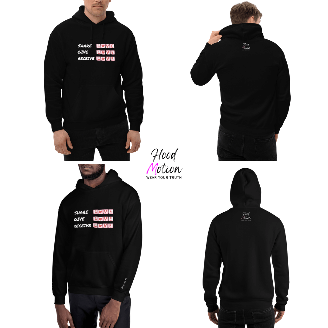 Share Give Receive Love - Unisex Hoodie (with Wrist Embroidery)