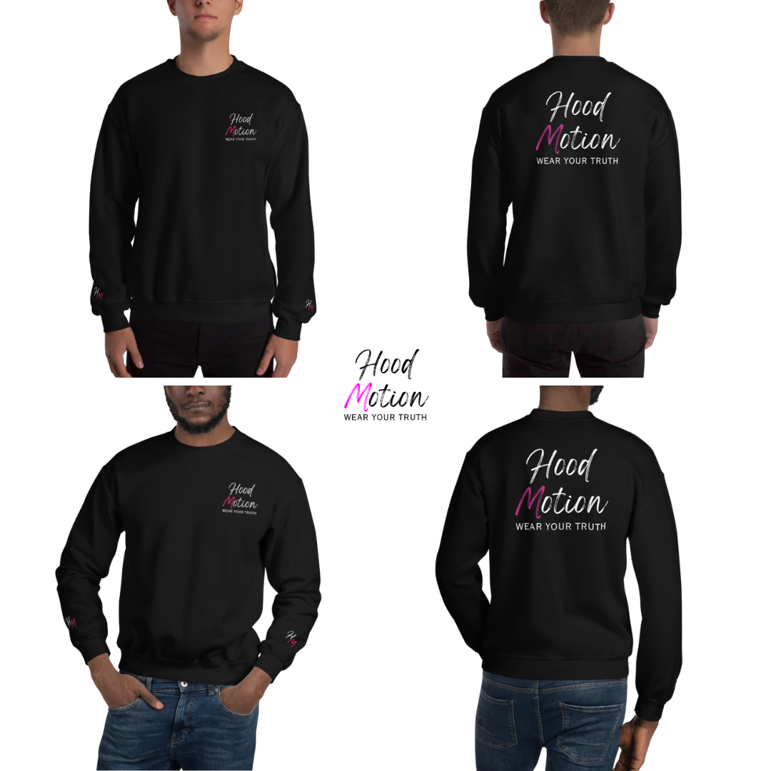 Hood Motion - Unisex Sweatshirt (with Left Chest and Wrist Embroidery + Back Print)