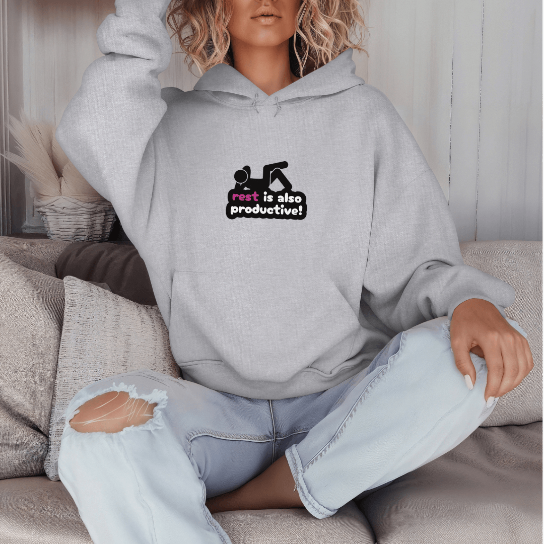 Rest Is Also Productive - Unisex Hoodie (with Wrist Embroidery)