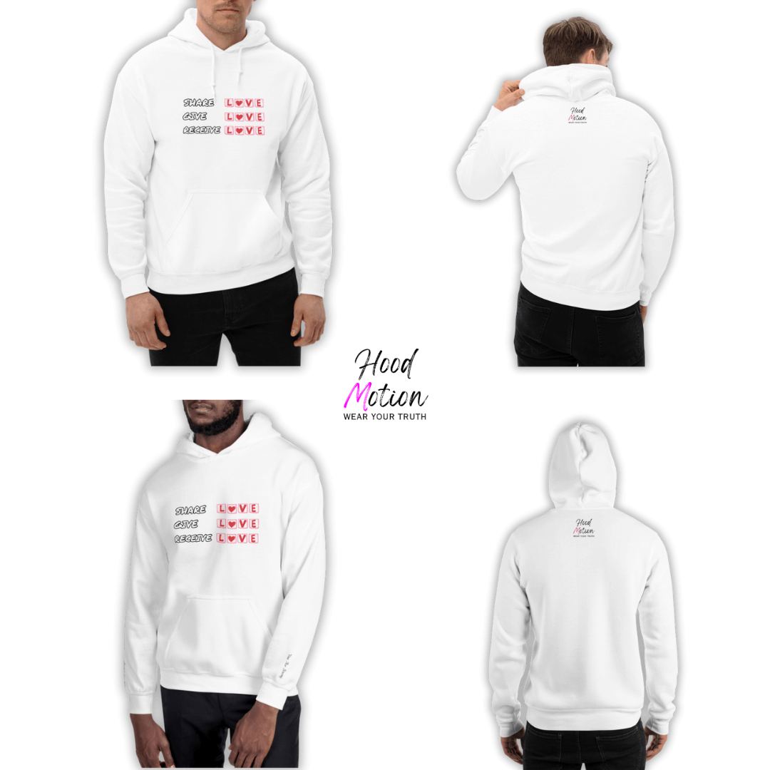 Share Give Receive Love - Unisex Hoodie (with Wrist Embroidery)