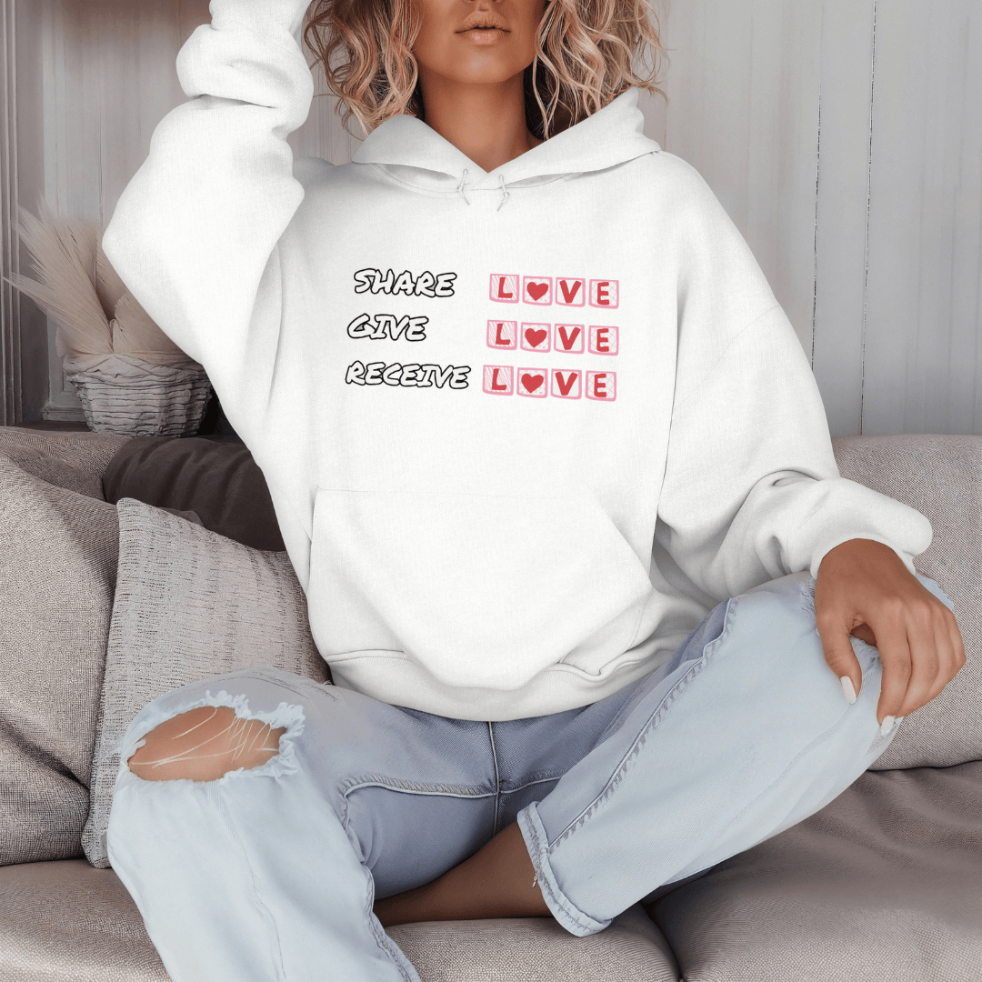 Share Give Receive Love - Unisex Hoodie (with Wrist Embroidery)