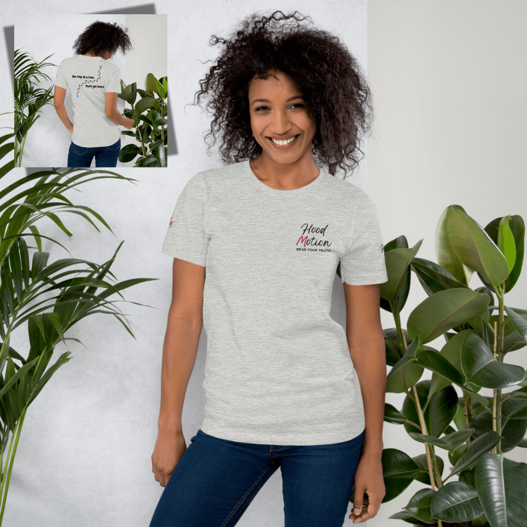 One Step At a Time - Unisex T-Shirt (with Left Chest and Sleeve Embroidery plus Back Print)