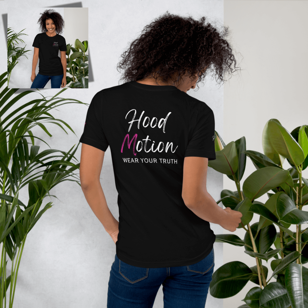 Hood Motion - Unisex T-Shirt (with Left Chest and Sleeve Embroidery + Back Print)