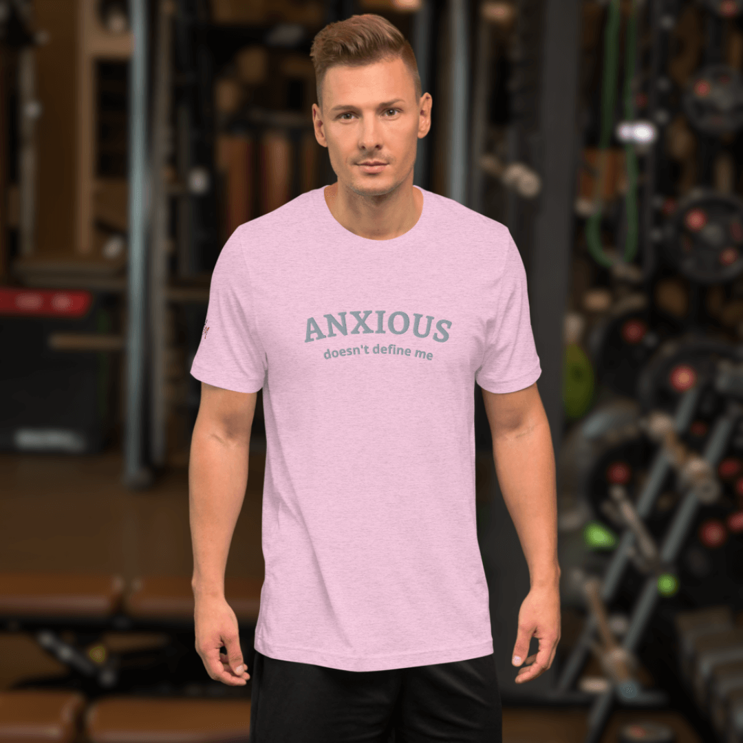 ANXIOUS doesn't define me - Unisex t-shirt (with Centre Chest and Sleeve Embroidery)
