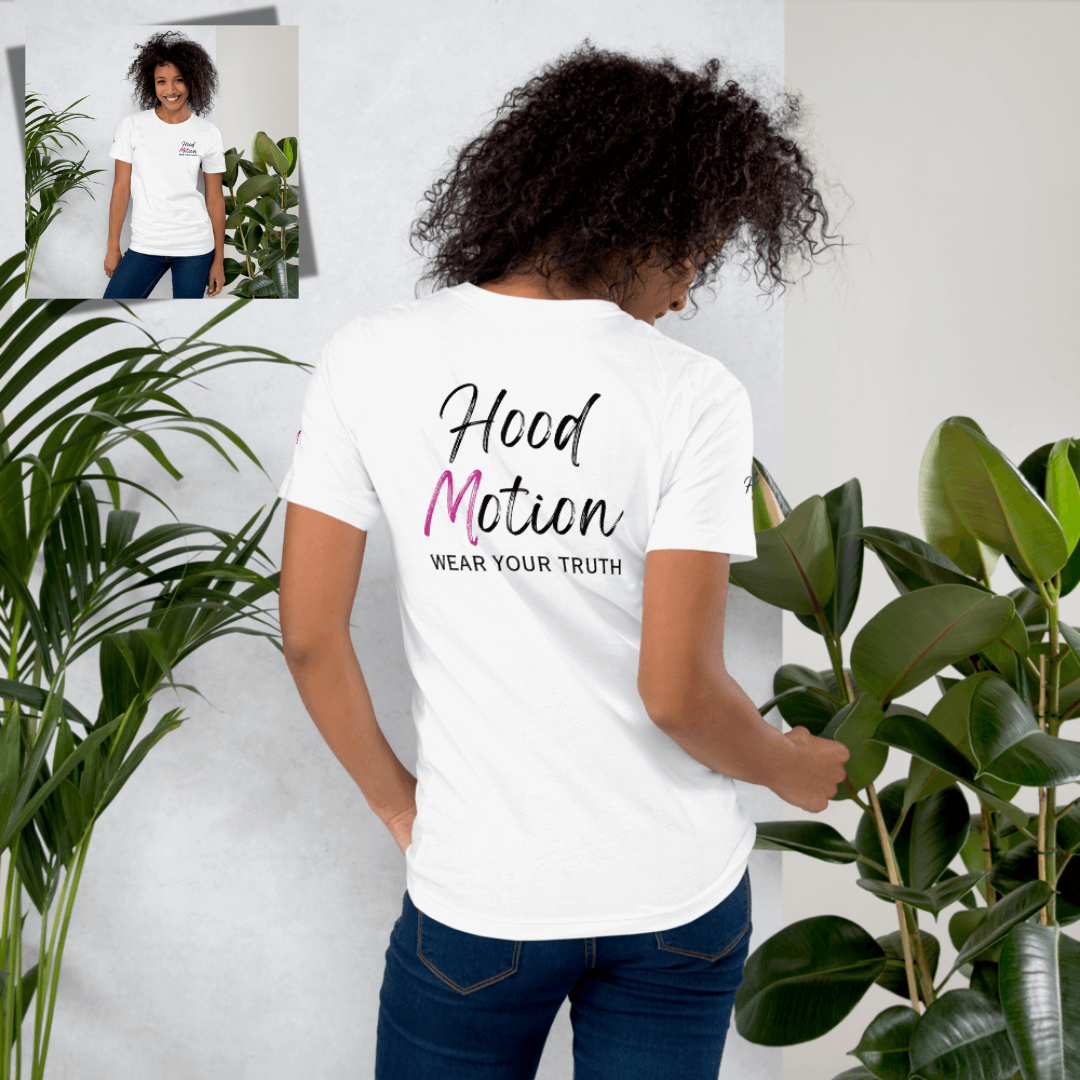 Hood Motion - Unisex T-Shirt (with Left Chest and Sleeve Embroidery + Back Print)