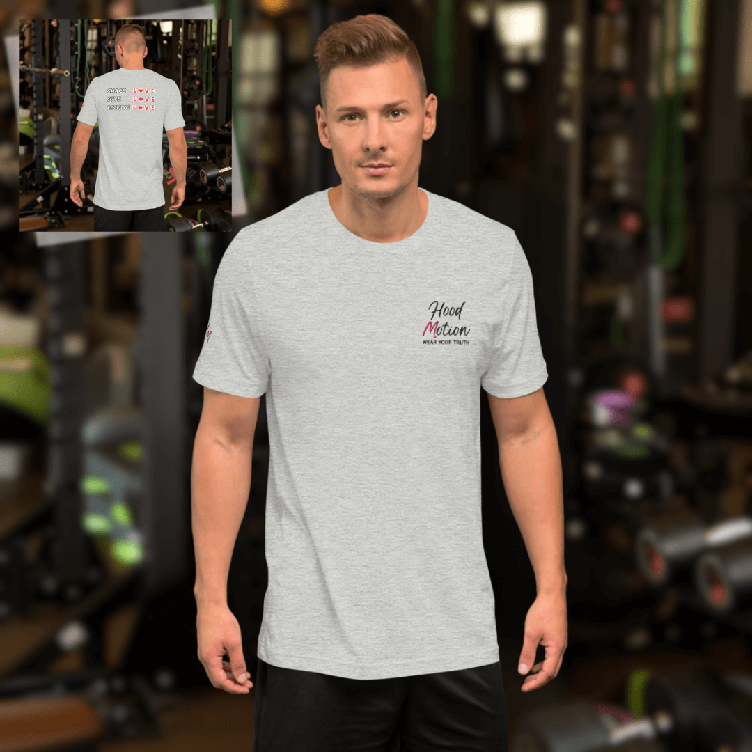 Share Give Receive Love - Unisex T-shirt (with Left Chest and Sleeve Embroidery + Backprint)