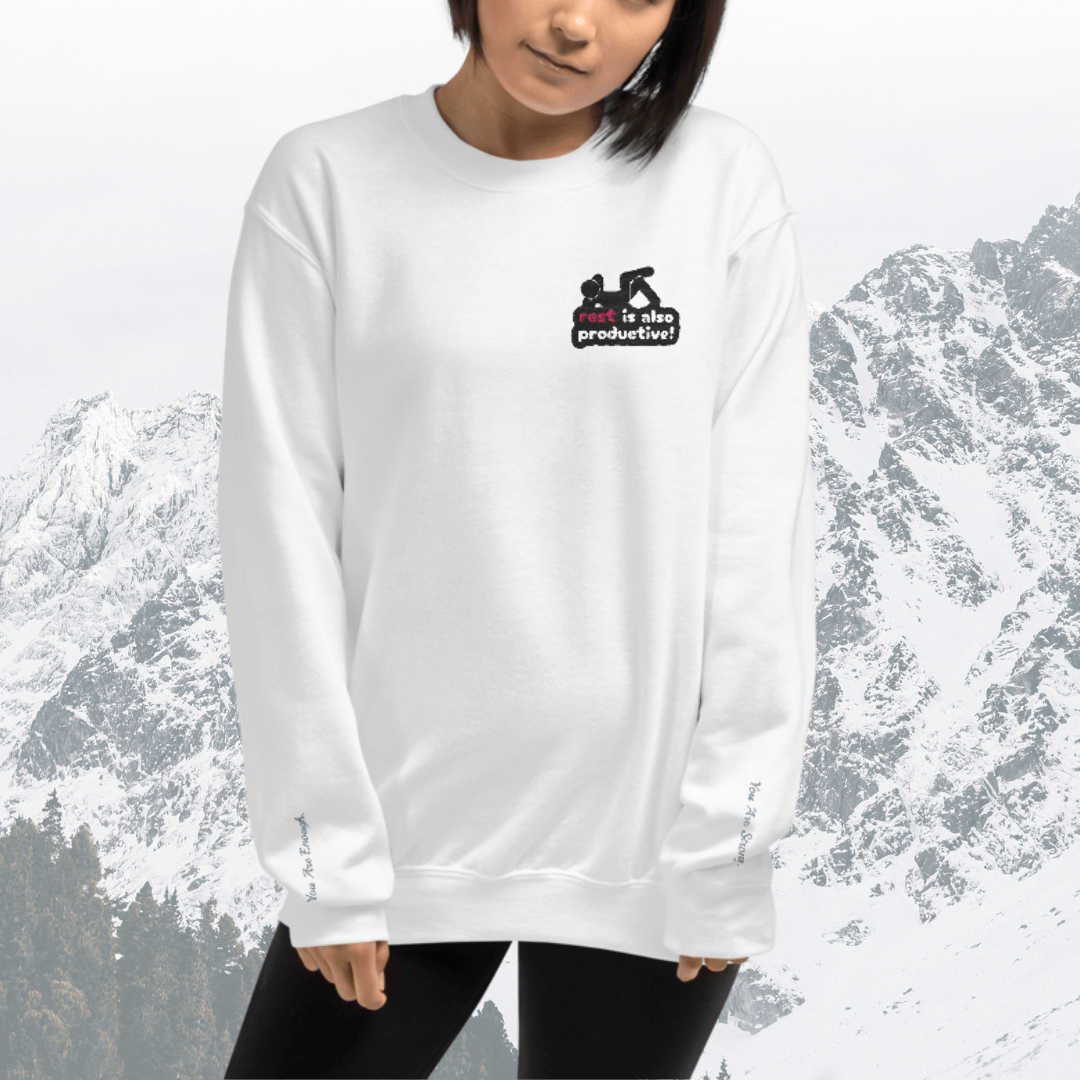 Rest Is Also Productive - Unisex Sweatshirt (with Left Chest and Wrist Embroidery)