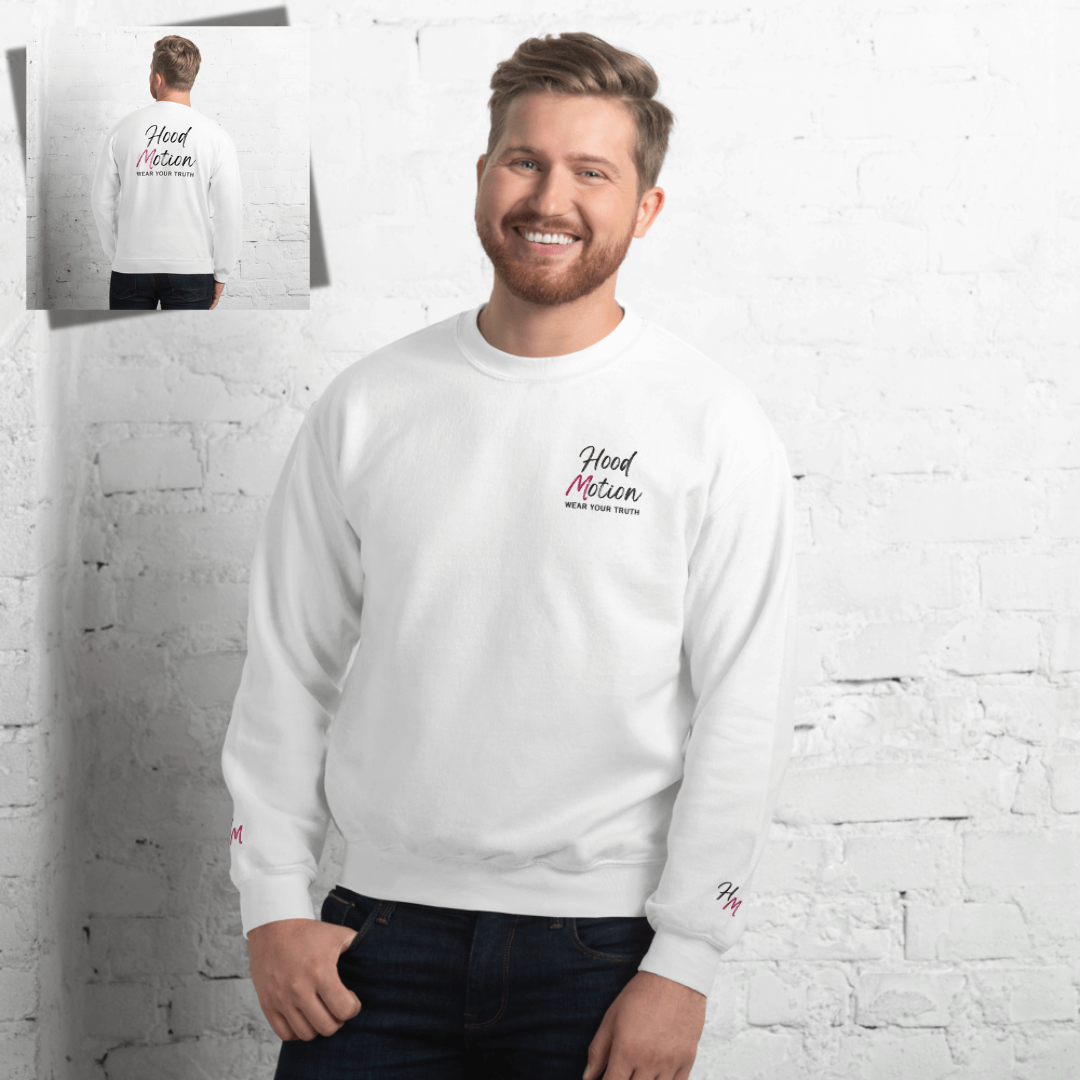 Hood Motion - Unisex Sweatshirt (with Left Chest and Wrist Embroidery + Back Print)