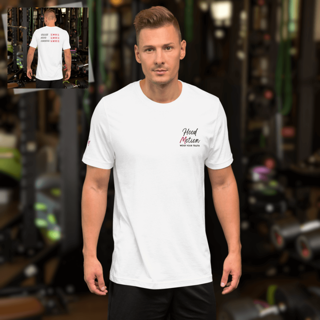 Share Give Receive Love - Unisex T-shirt (with Left Chest and Sleeve Embroidery + Backprint)