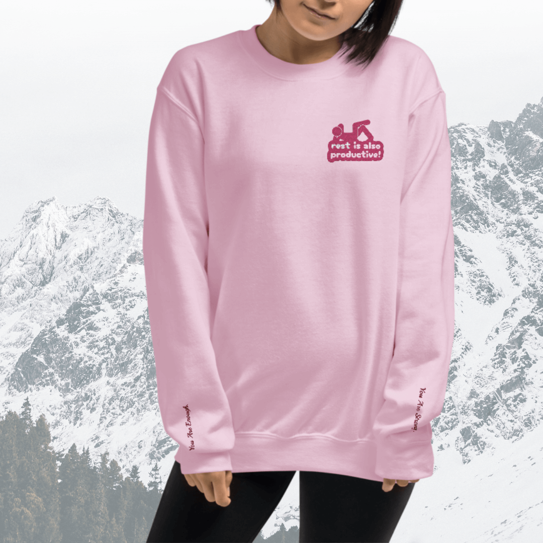 Rest Is Also Productive - Unisex Sweatshirt (with Left Chest and Wrist Embroidery)
