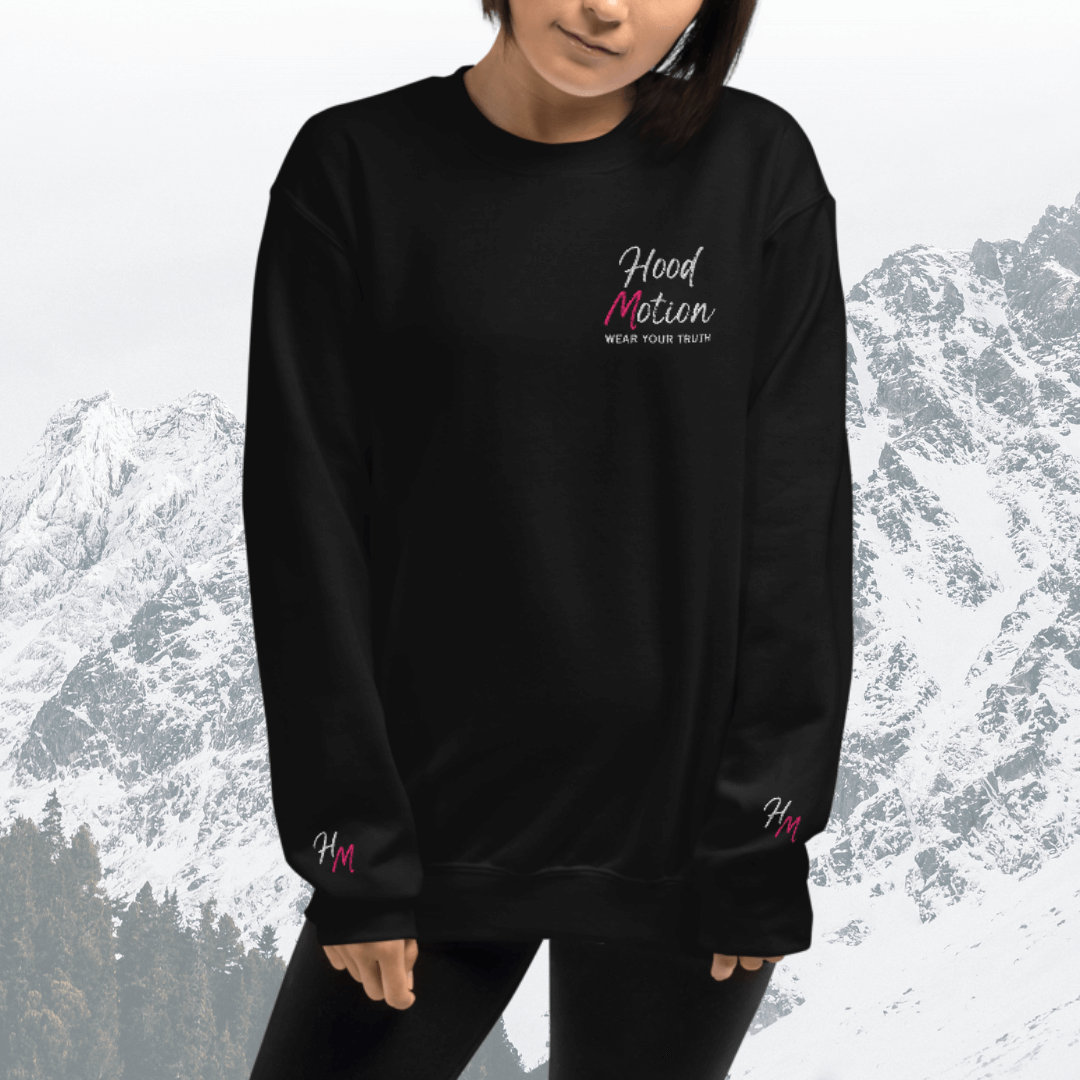 Hood Motion - Unisex Sweatshirt (with Left Chest and Wrist Embroidery + Back Print)