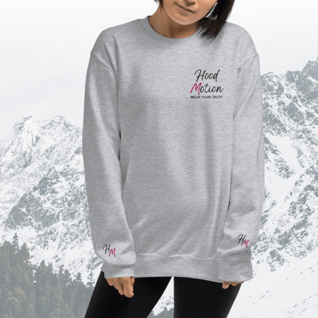 Hood Motion - Unisex Sweatshirt (with Left Chest and Wrist Embroidery + Back Print)