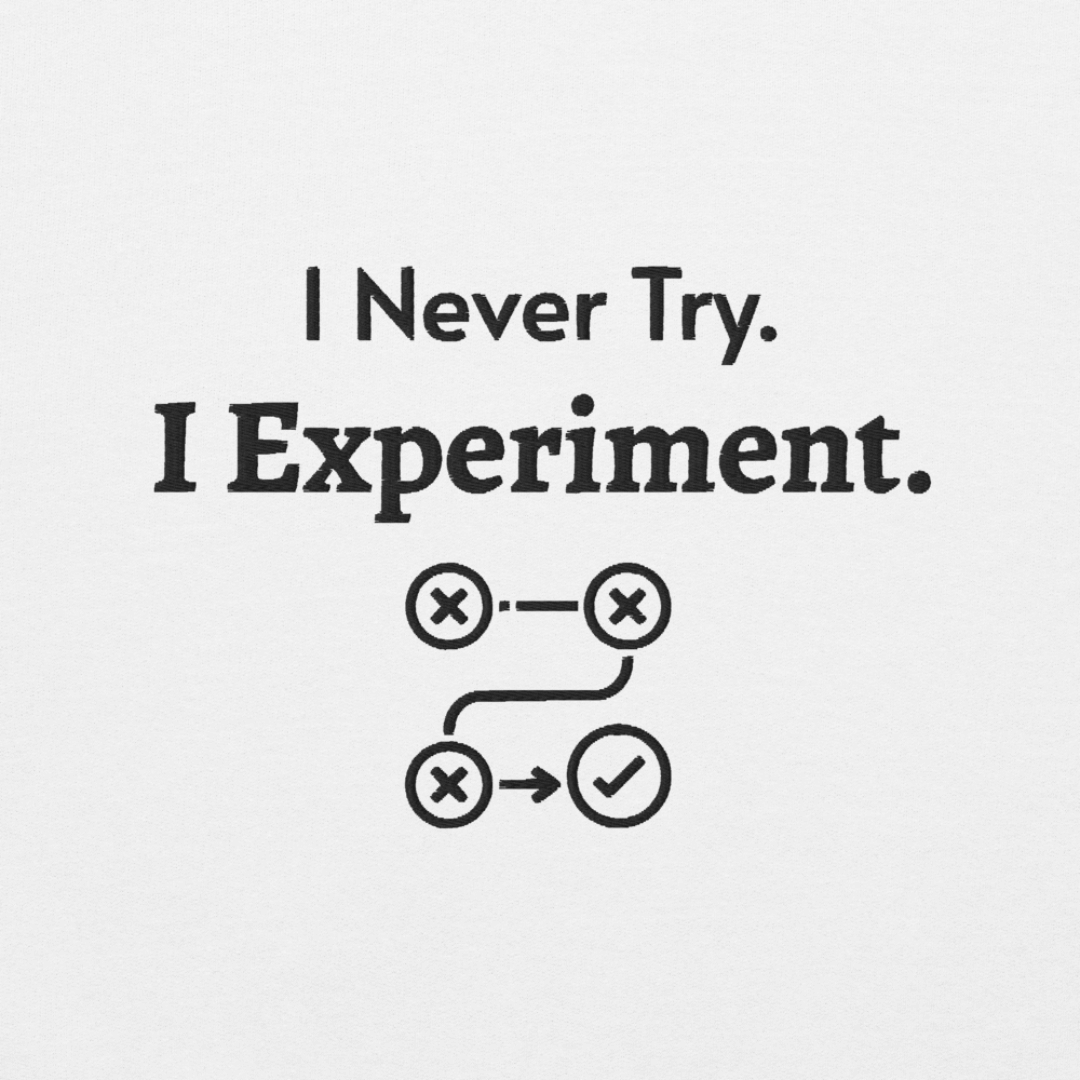I Never Try. I Experiment - Unisex Hoodie (with Centre Chest and Wrist Embroidery)